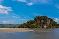 Beautiful scenic limestone island in Krabi, Nopparat Thara beach Thailand Royalty Free Stock Photo